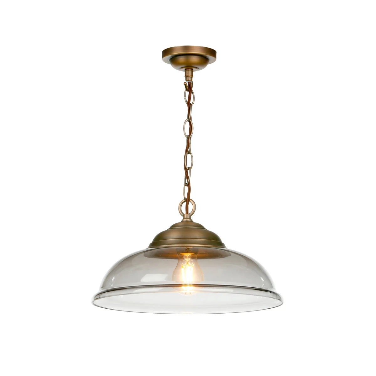 Webster 1 Light Pendant Clear/white/smoked Glass with Antique Brass/chrome - Image 6