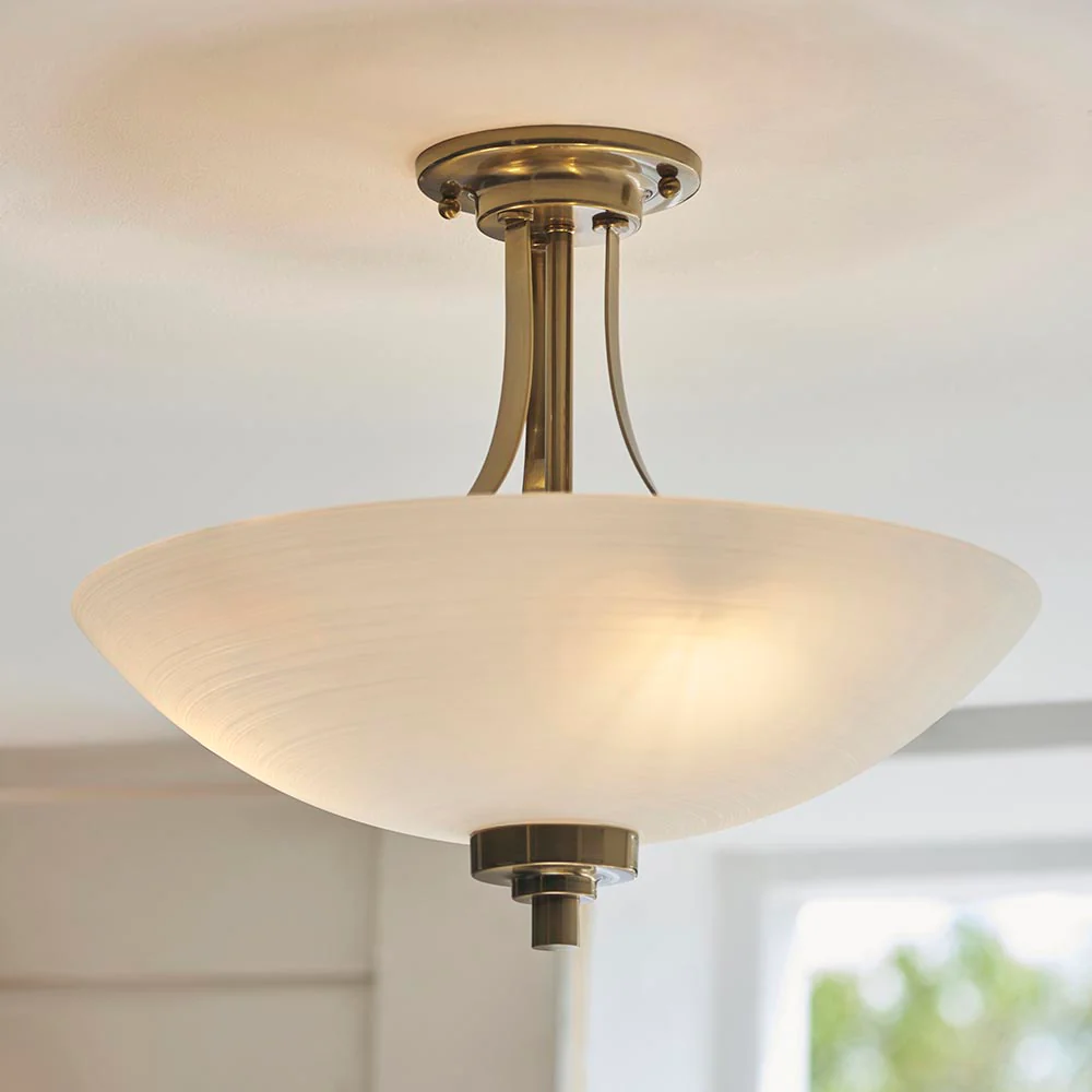 Wales 3Lt Semi Flush - Antique Brass - Promotional Offer - Image 2