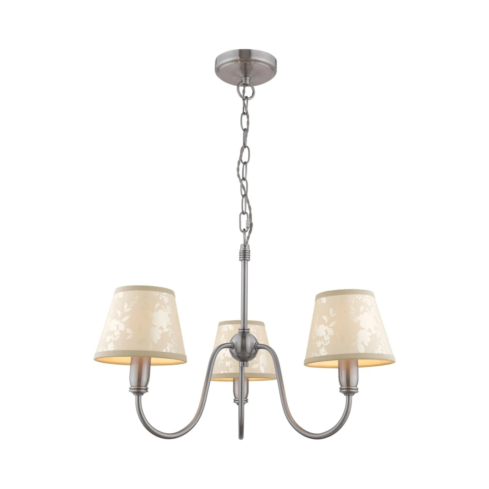 Westbourne 3 Light Armed Pendant Polished Pewter With Shade - Image 2