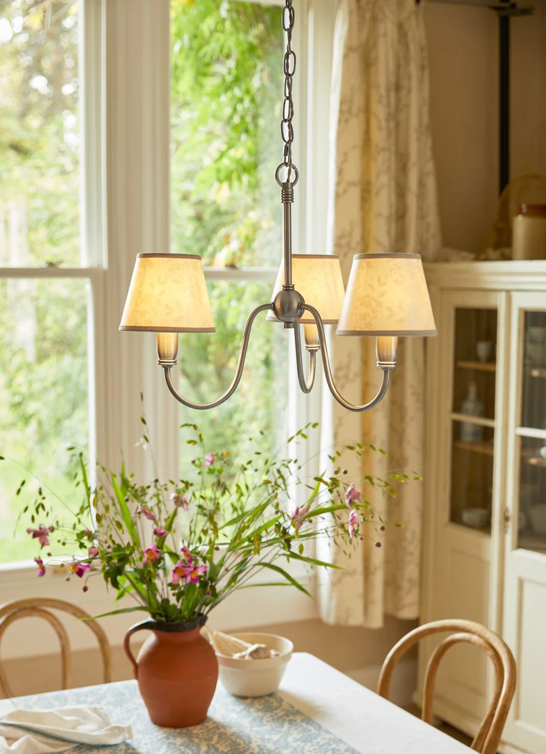 Westbourne 3 Light Armed Pendant Polished Pewter With Shade - Image 5