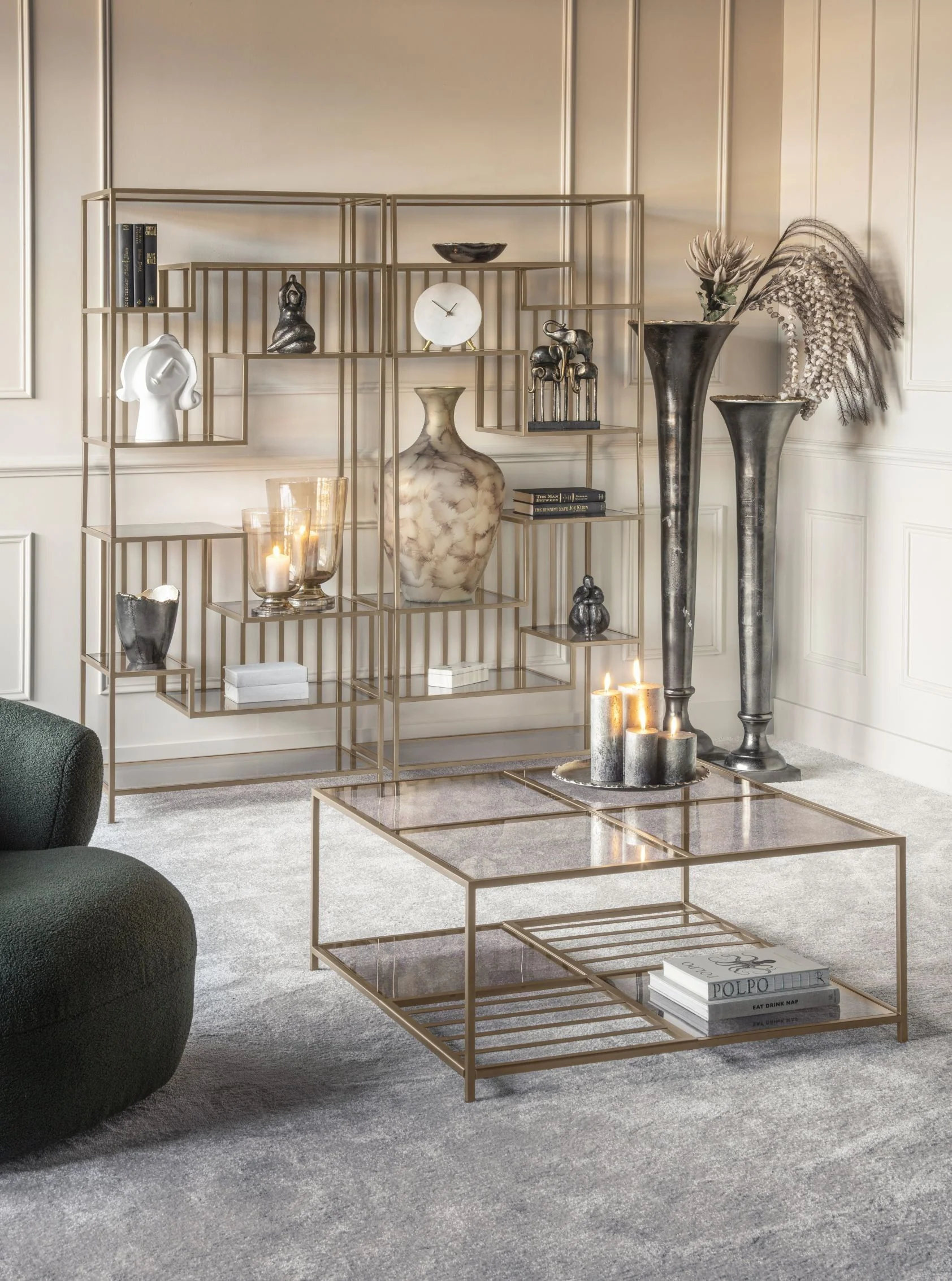Westley Coffee Table in Dark Gold with Brown Tinted Glass - Image 3