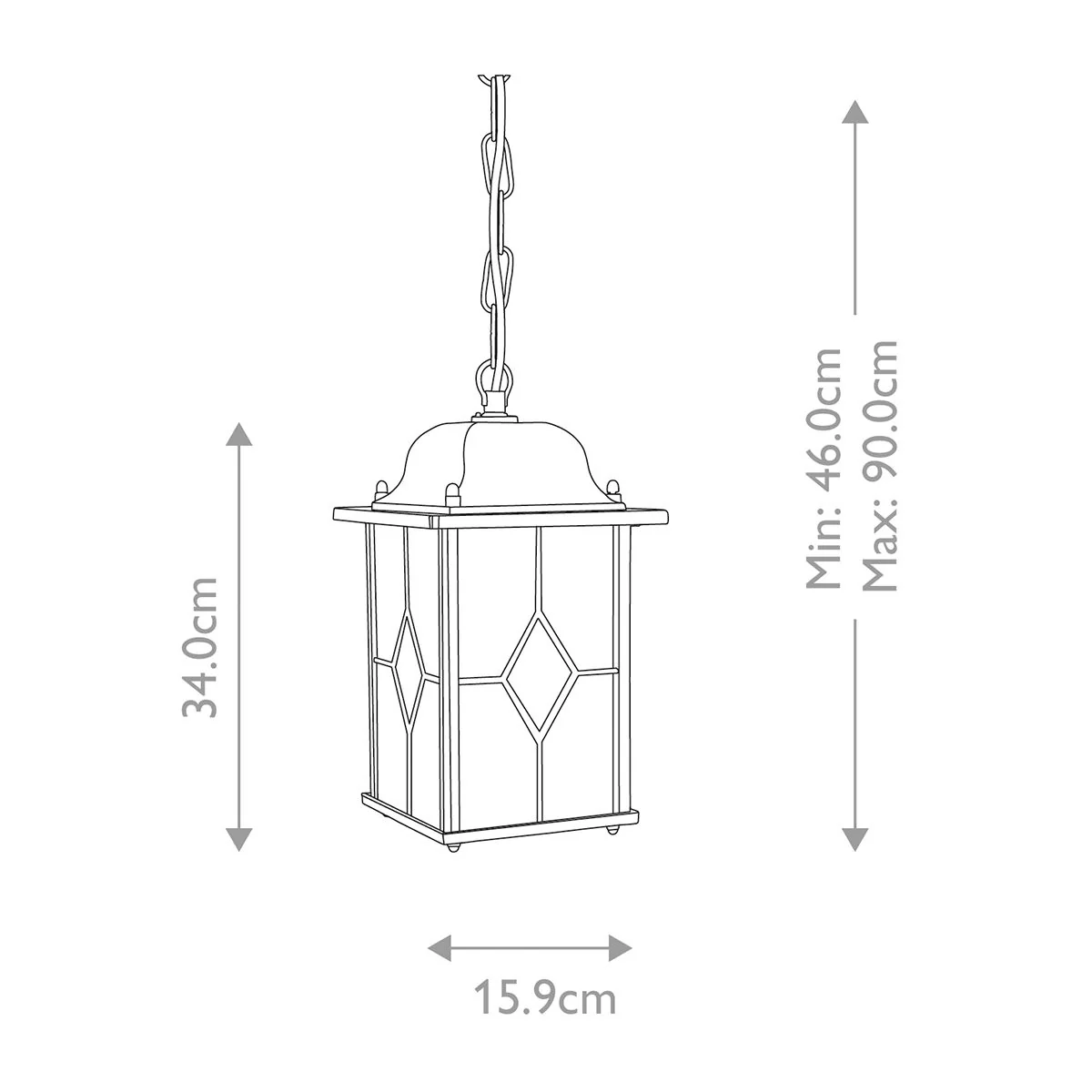 Wexford 1 Light Chain Lantern - Black/Silver IP23 E27 - Image 5