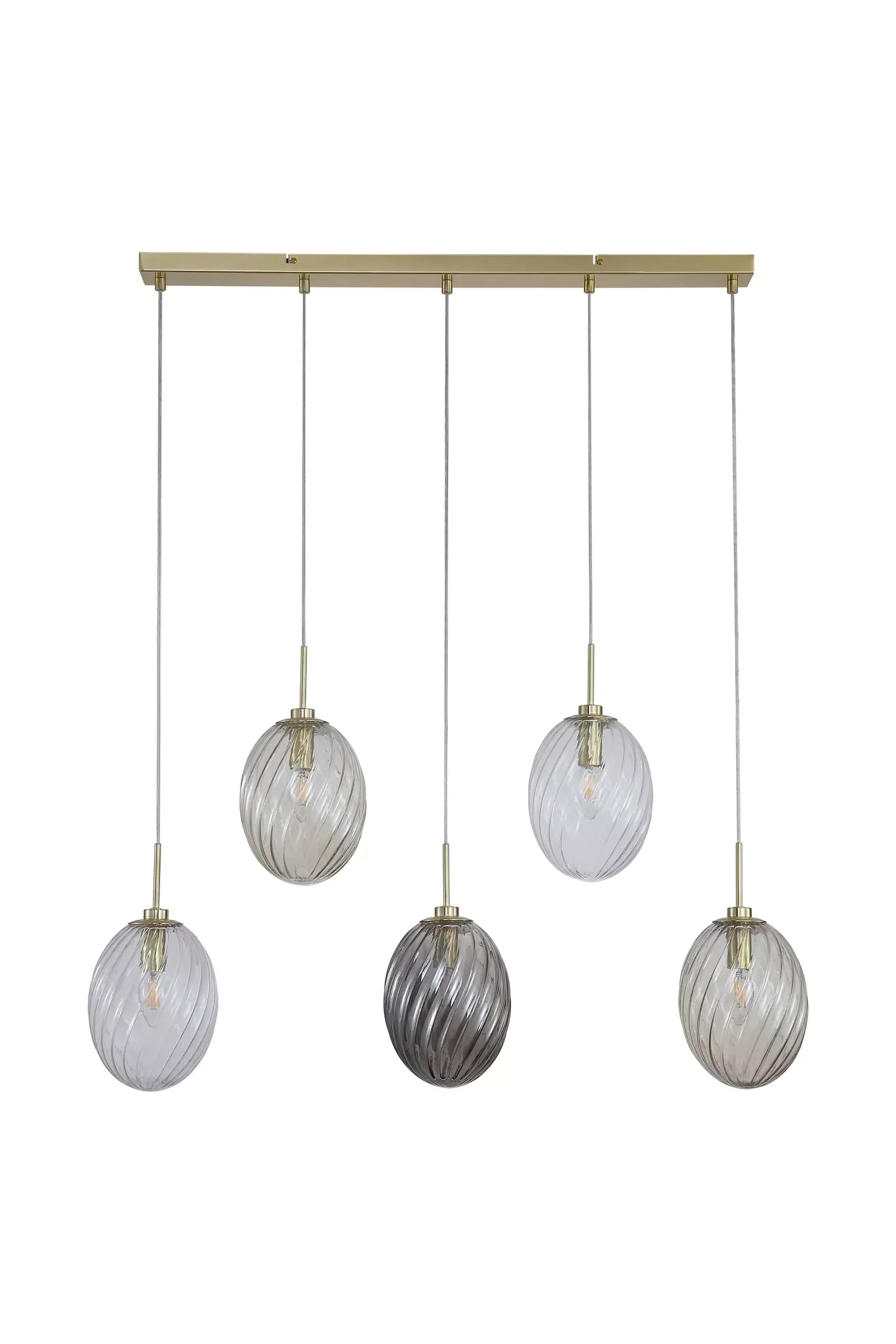 Whirl 3Lt/5Lt  Bar Pendant- Satin Brass w Multi Coloured Glass - Image 10
