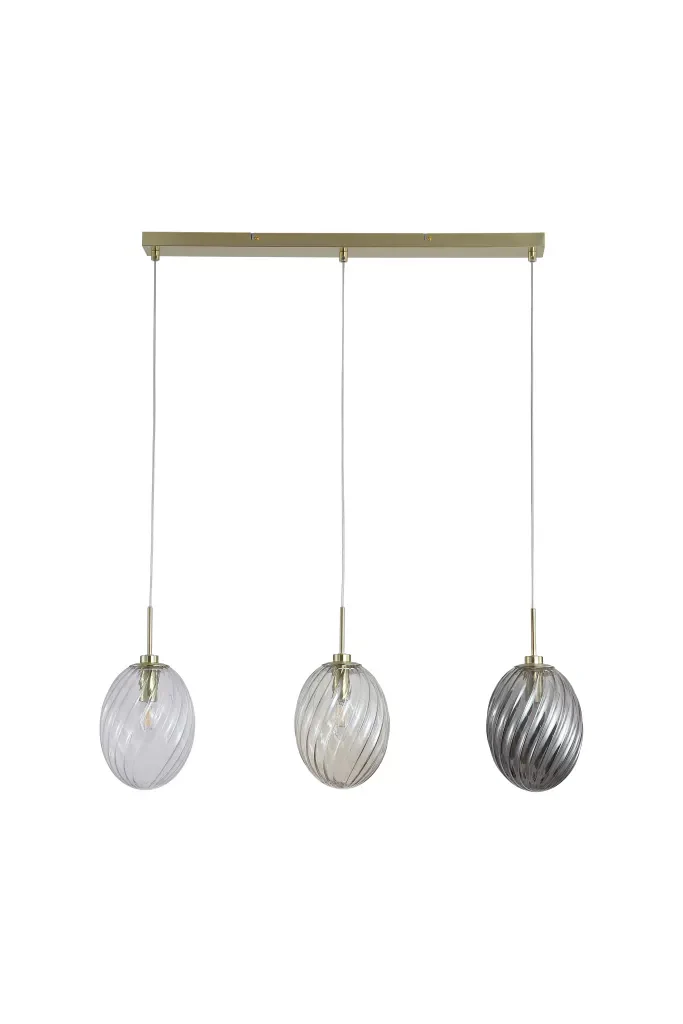 Whirl 3Lt/5Lt  Bar Pendant- Satin Brass w Multi Coloured Glass - Image 5