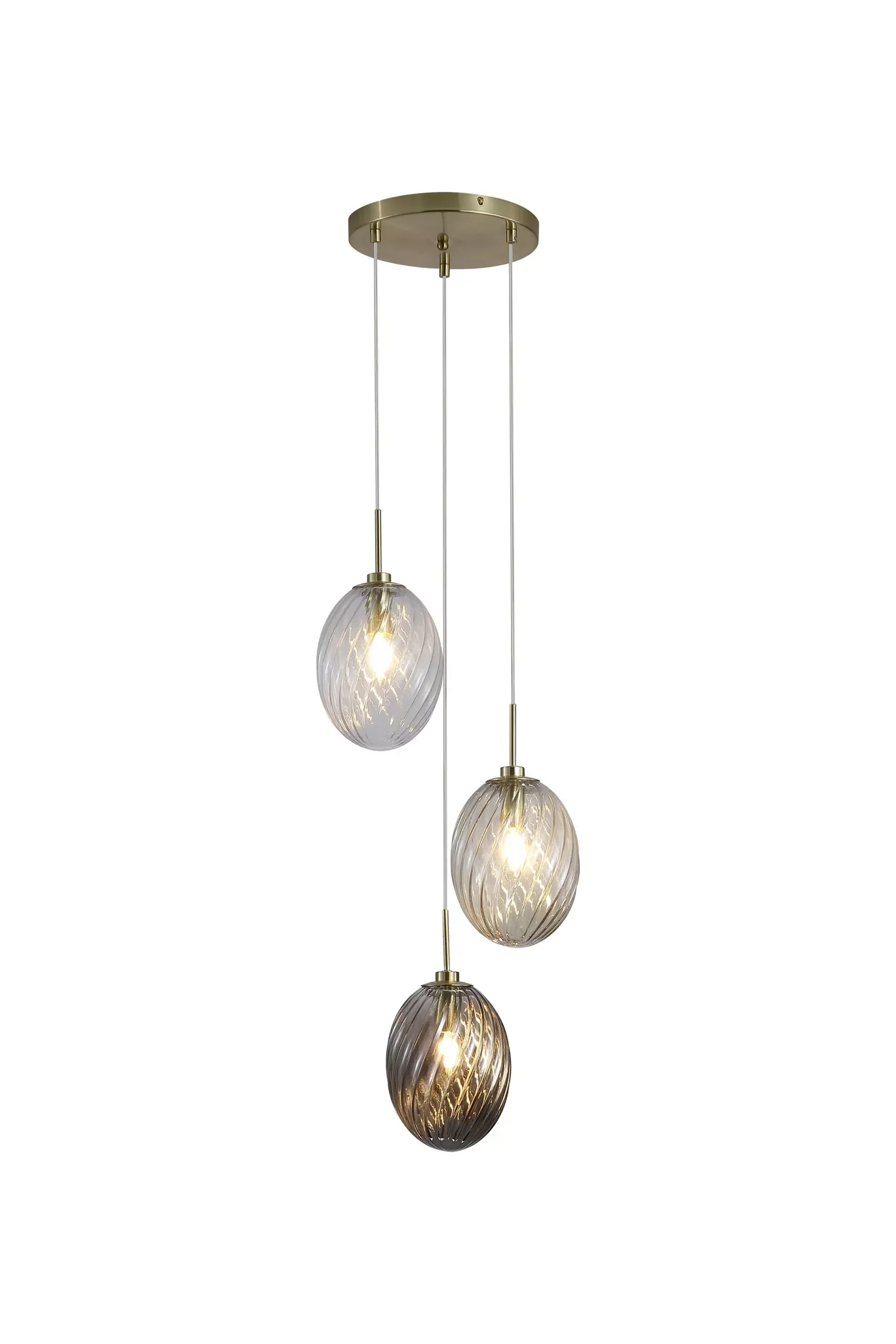 Whirl 3Lt/5Lt Multi Drop Pendant- Satin Brass Metal Multi Glass - Image 2