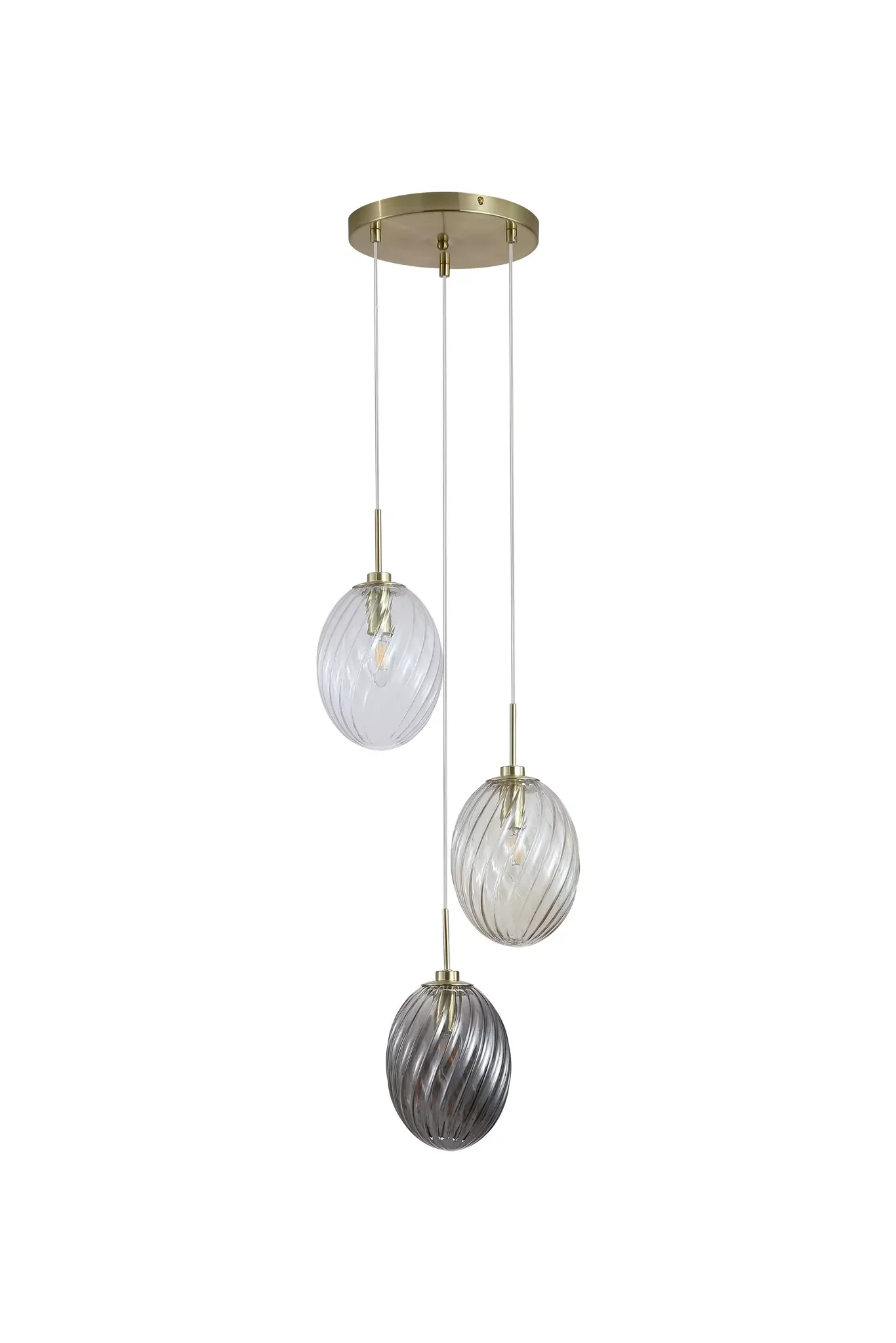 Whirl 3Lt/5Lt Multi Drop Pendant- Satin Brass Metal Multi Glass - Image 3