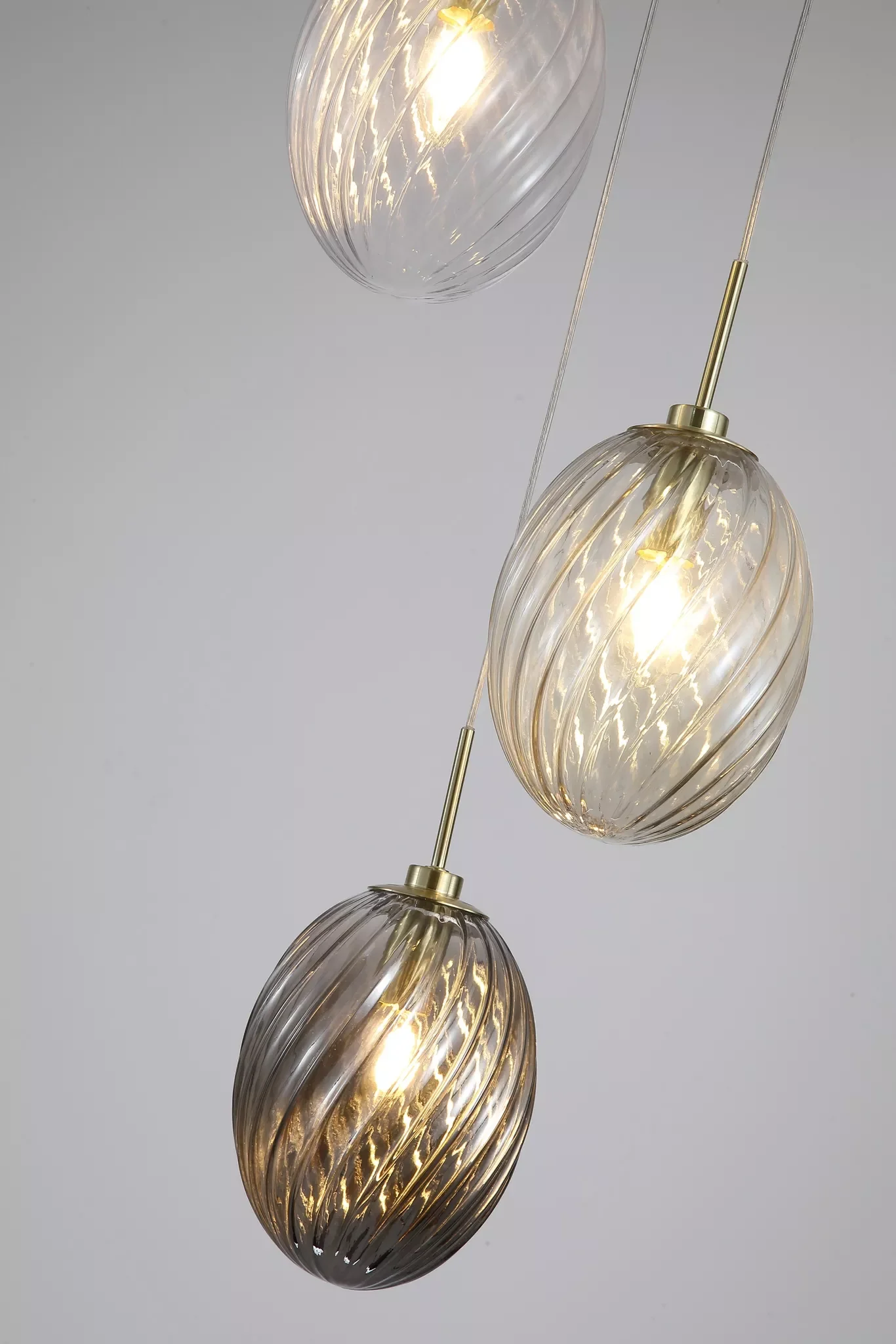 Whirl 3Lt/5Lt Multi Drop Pendant- Satin Brass Metal Multi Glass - Image 4