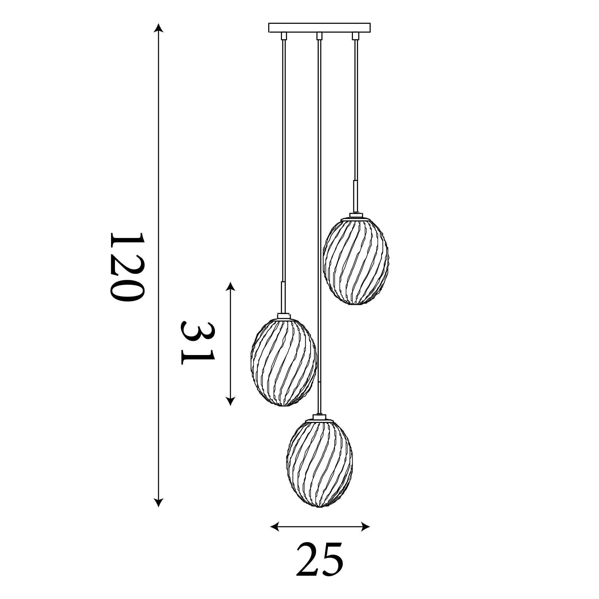 Whirl 3Lt/5Lt Multi Drop Pendant- Satin Brass Metal Multi Glass - Image 5