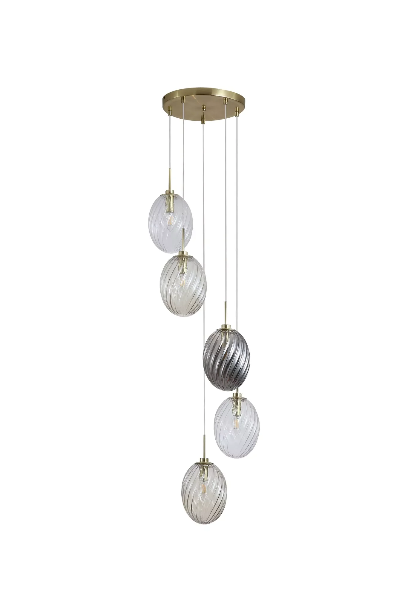 Whirl 3Lt/5Lt Multi Drop Pendant- Satin Brass Metal Multi Glass - Image 6