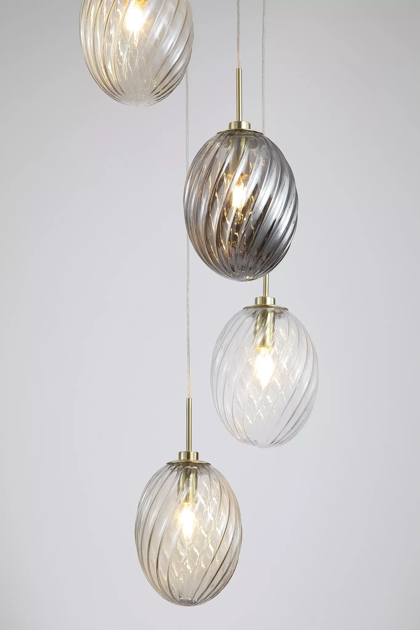 Whirl 3Lt/5Lt Multi Drop Pendant- Satin Brass Metal Multi Glass - Image 7