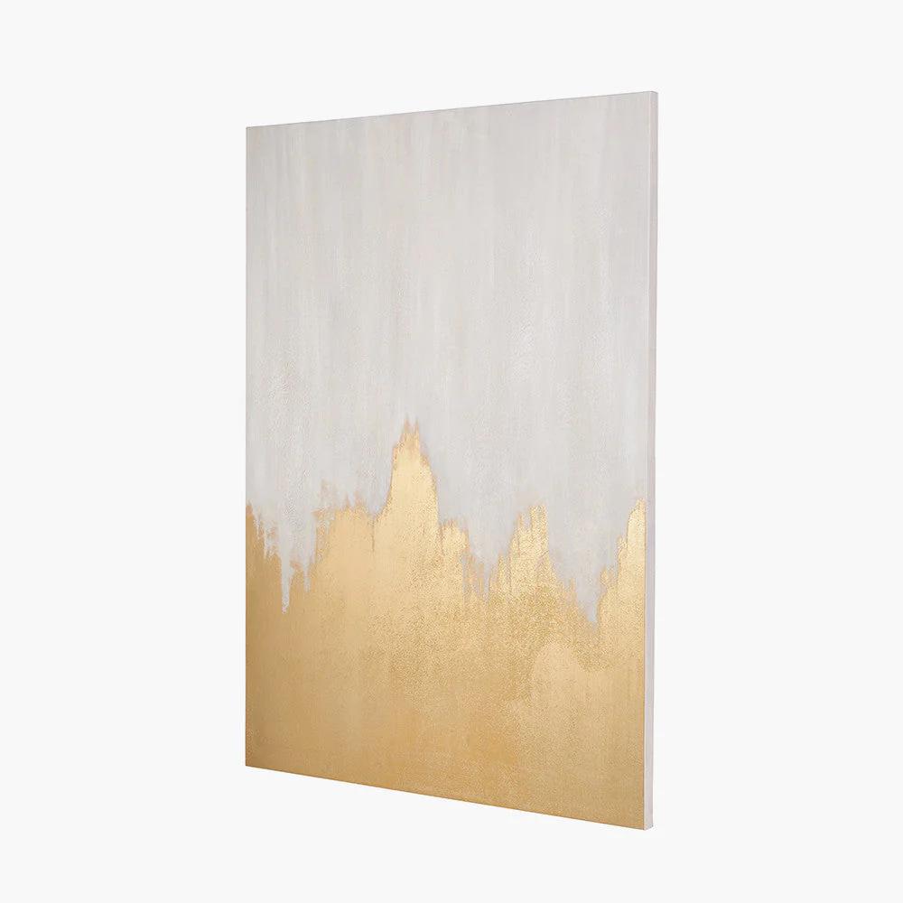 White and Gold Abstract Frameless Canvas - Image 2