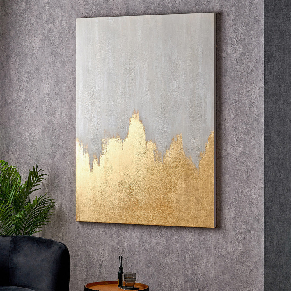 White and Gold Abstract Frameless Canvas - Image 5