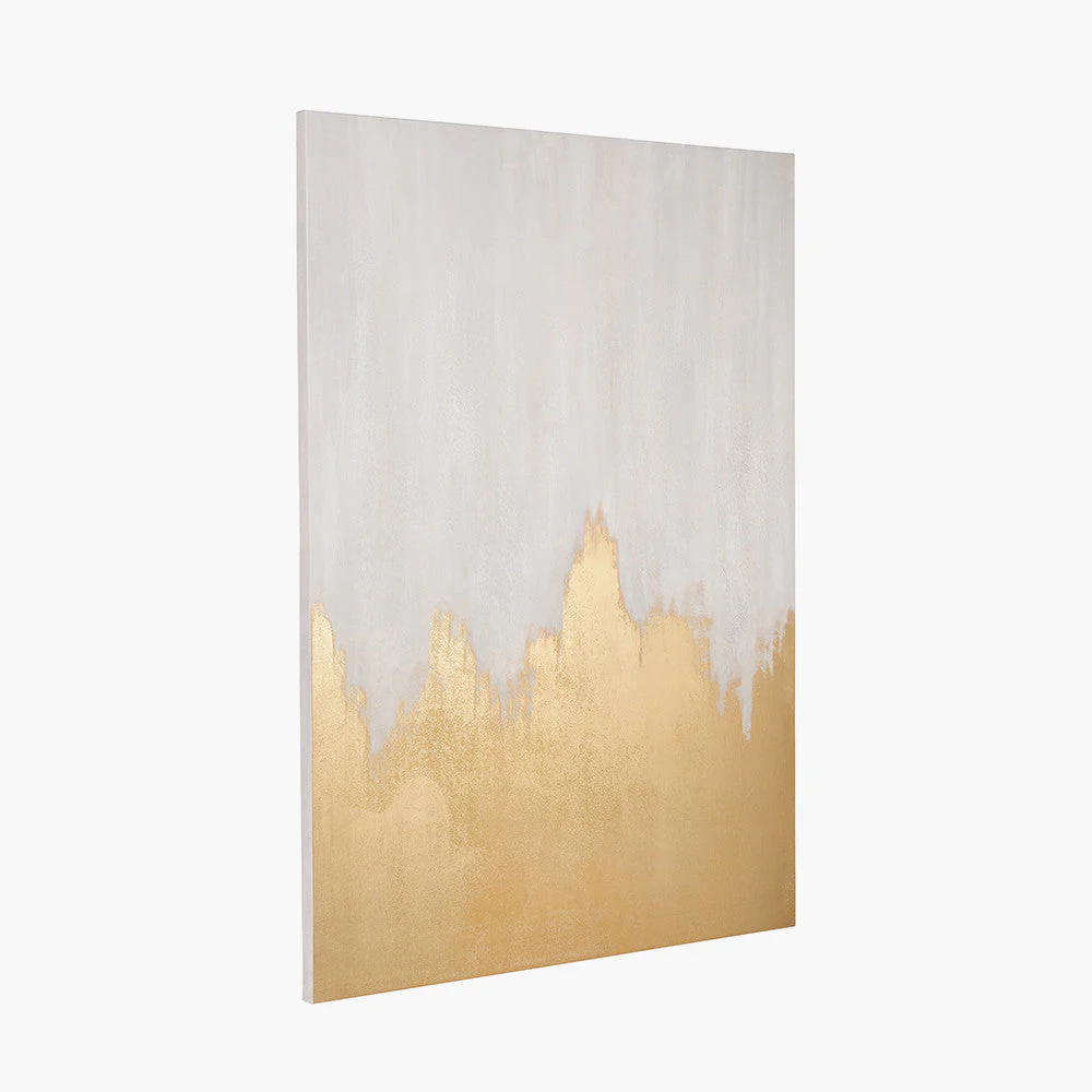 White and Gold Abstract Frameless Canvas - Image 6