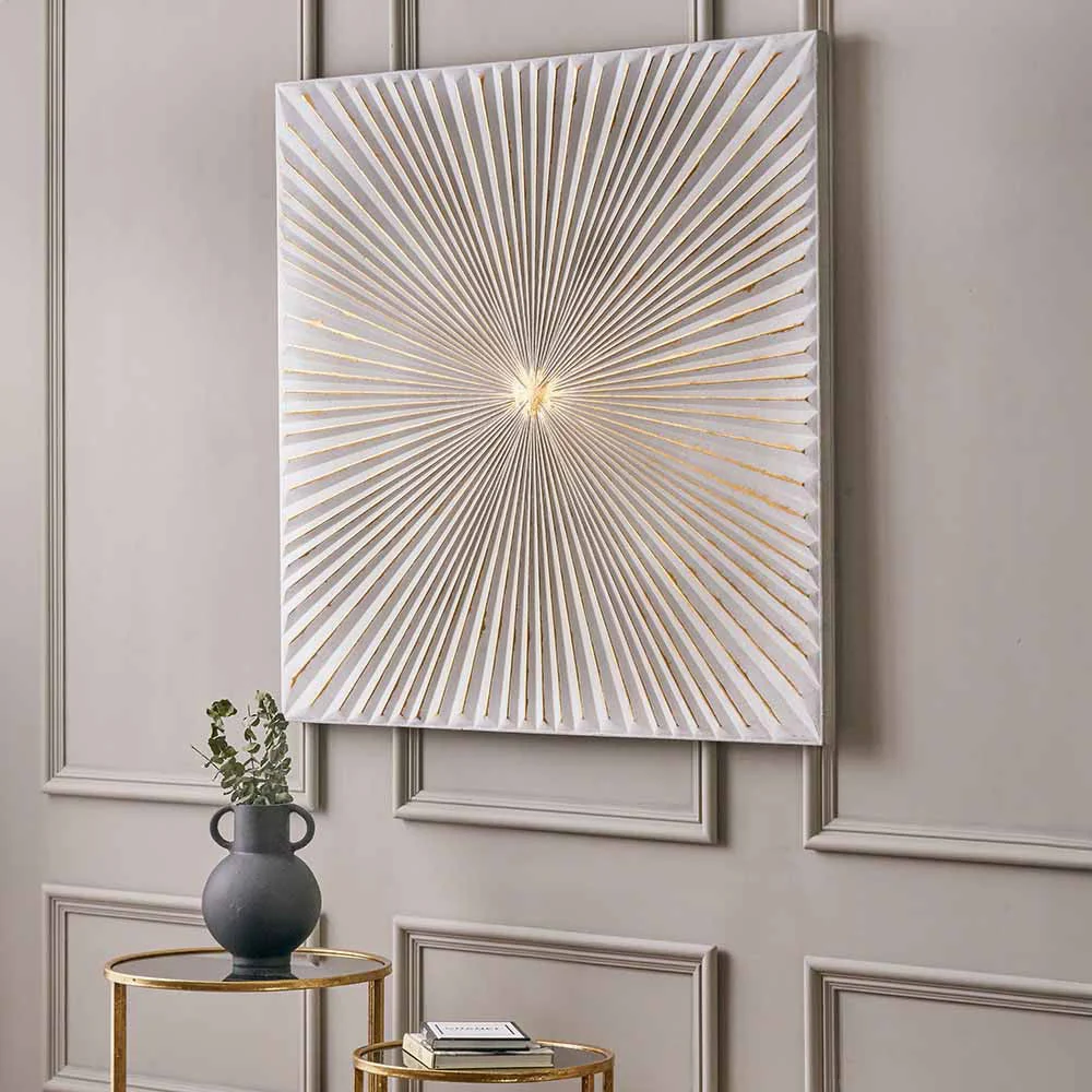 White and Gold Metal Sunburst Wall Art - Image 3