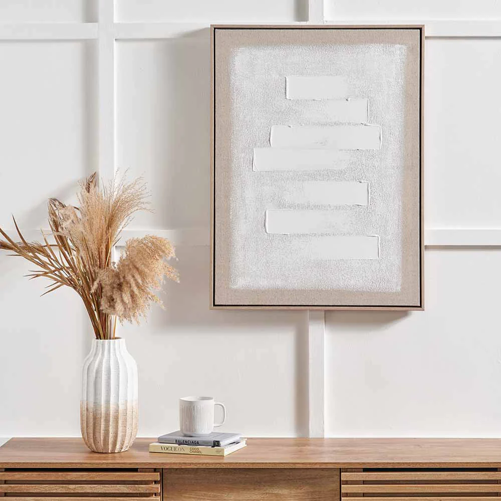 White and Natural Textured Canvas with Natural Frame - Image 5