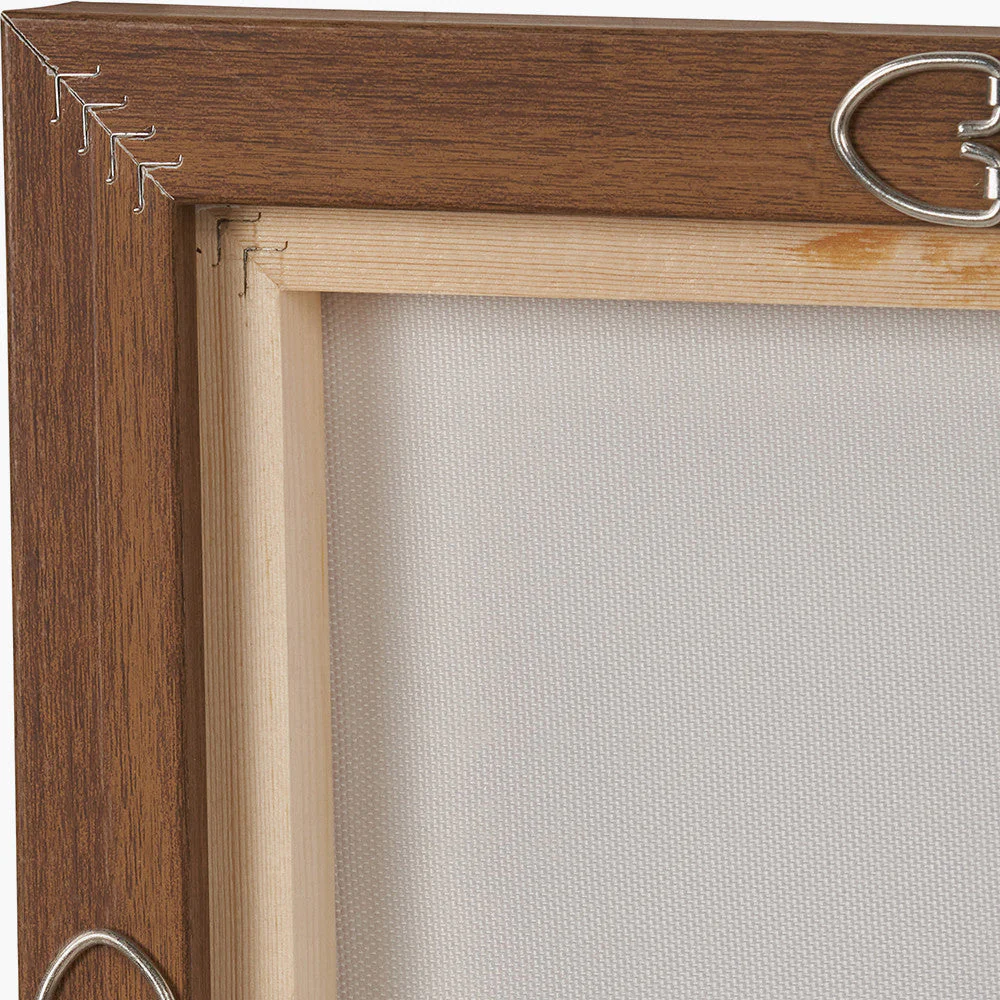 White and Terracotta Abstract Square Canvas with Oak Effect Frame - Image 4