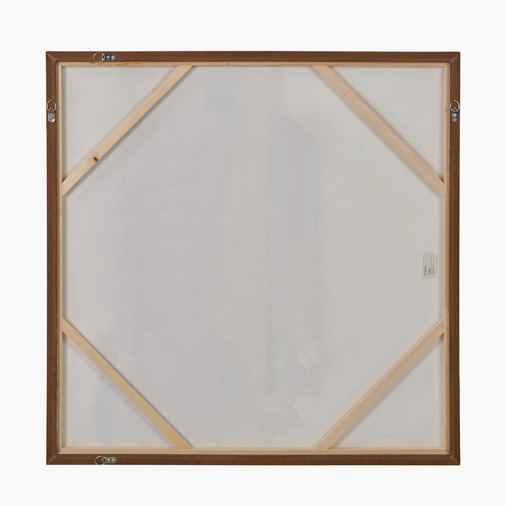 White and Terracotta Abstract Square Canvas with Oak Effect Frame - Image 8