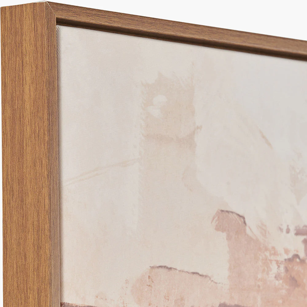 White and Terracotta Abstract Square Canvas with Oak Effect Frame - Image 9