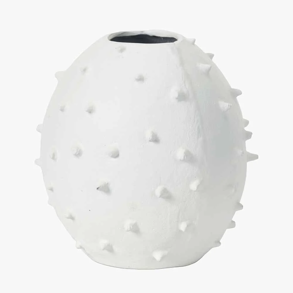 White Metal Vase with Bobbles - Image 2