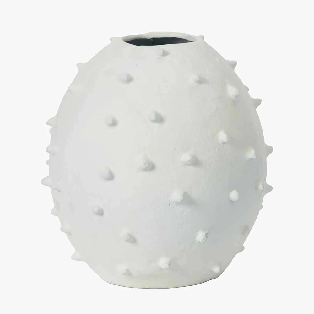 White Metal Vase with Bobbles - Image 3