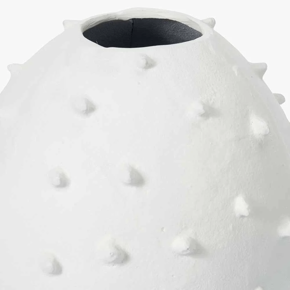 White Metal Vase with Bobbles - Image 4