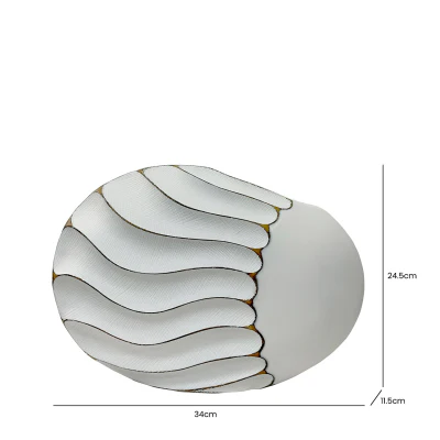White Sand Wave Design with Brown Lining Polyresin Vase - Image 3