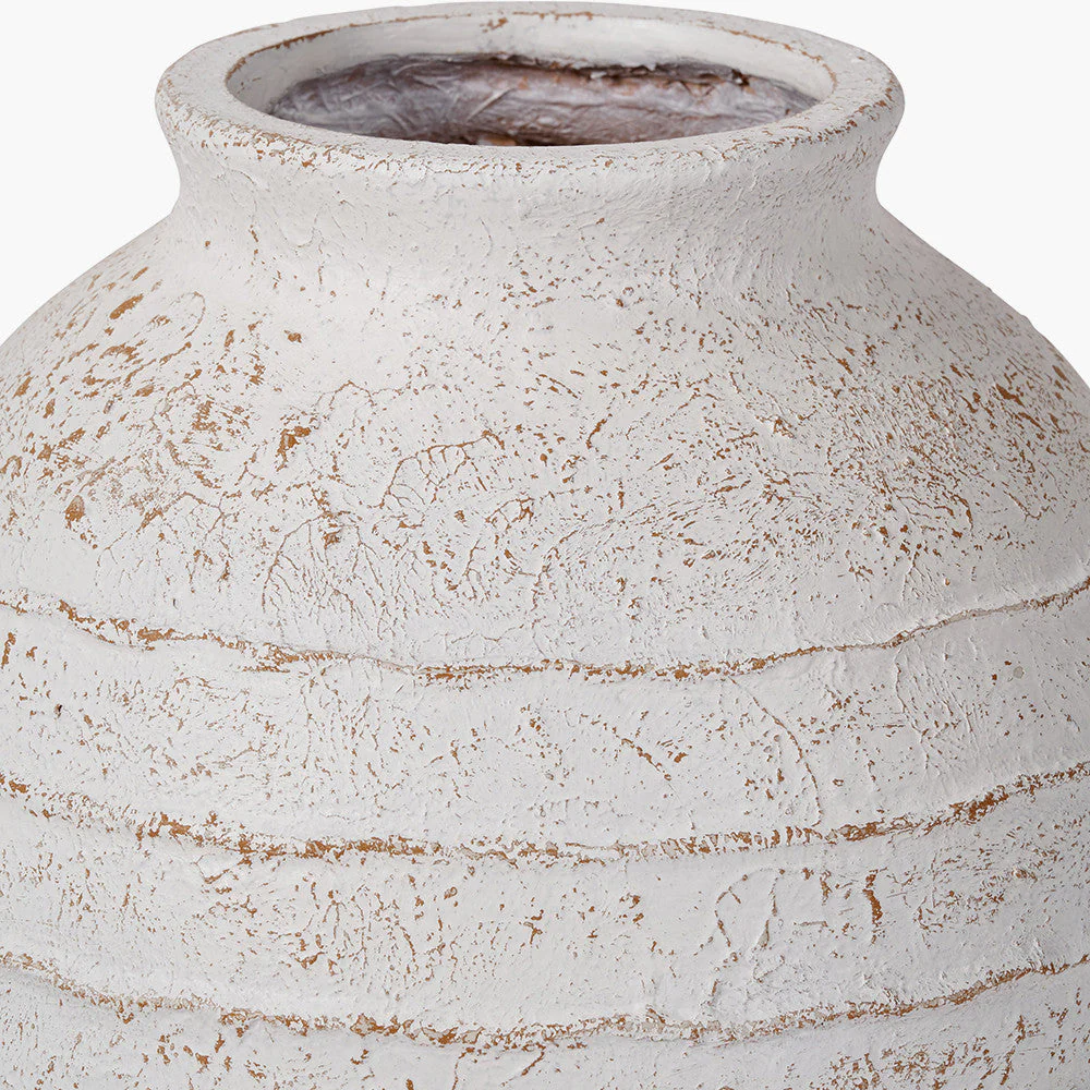 White Wash Fibrestone Decorative Ribbed Vase - Large/Small - Image 2