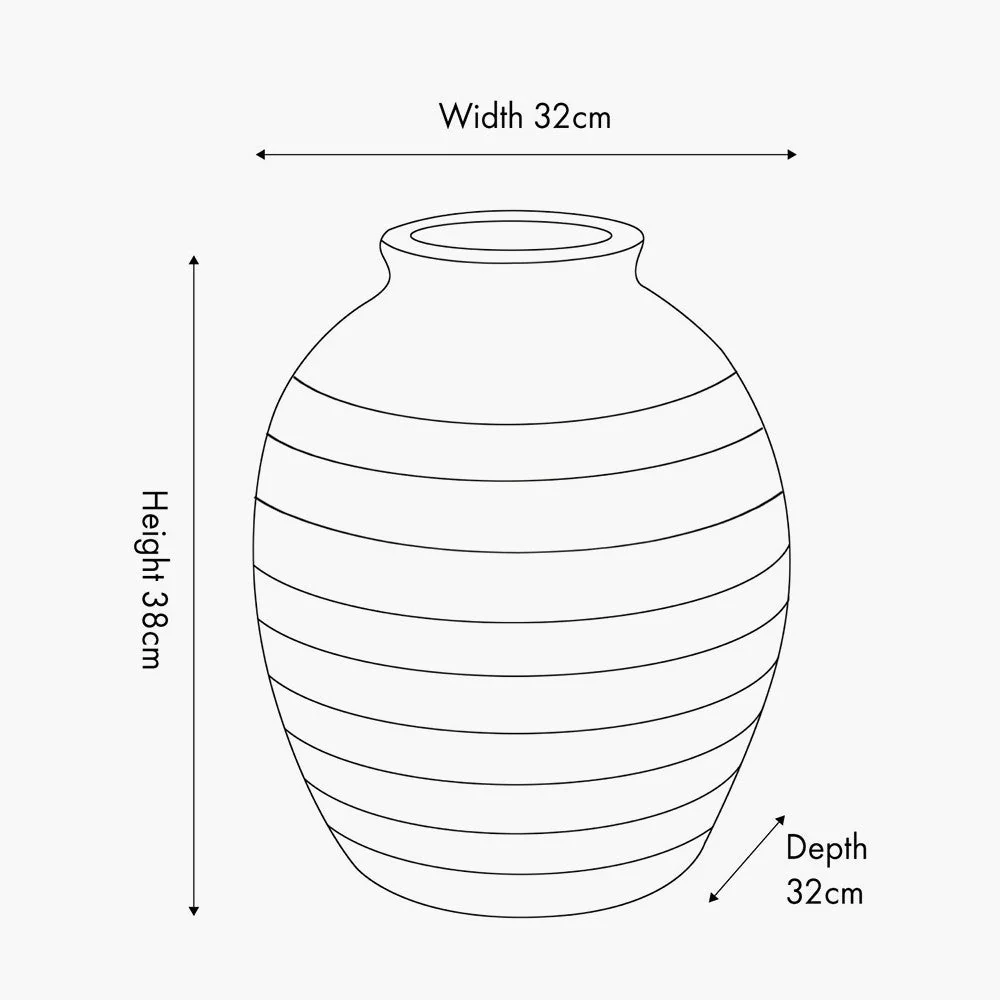 White Wash Fibrestone Decorative Ribbed Vase - Large/Small - Image 6