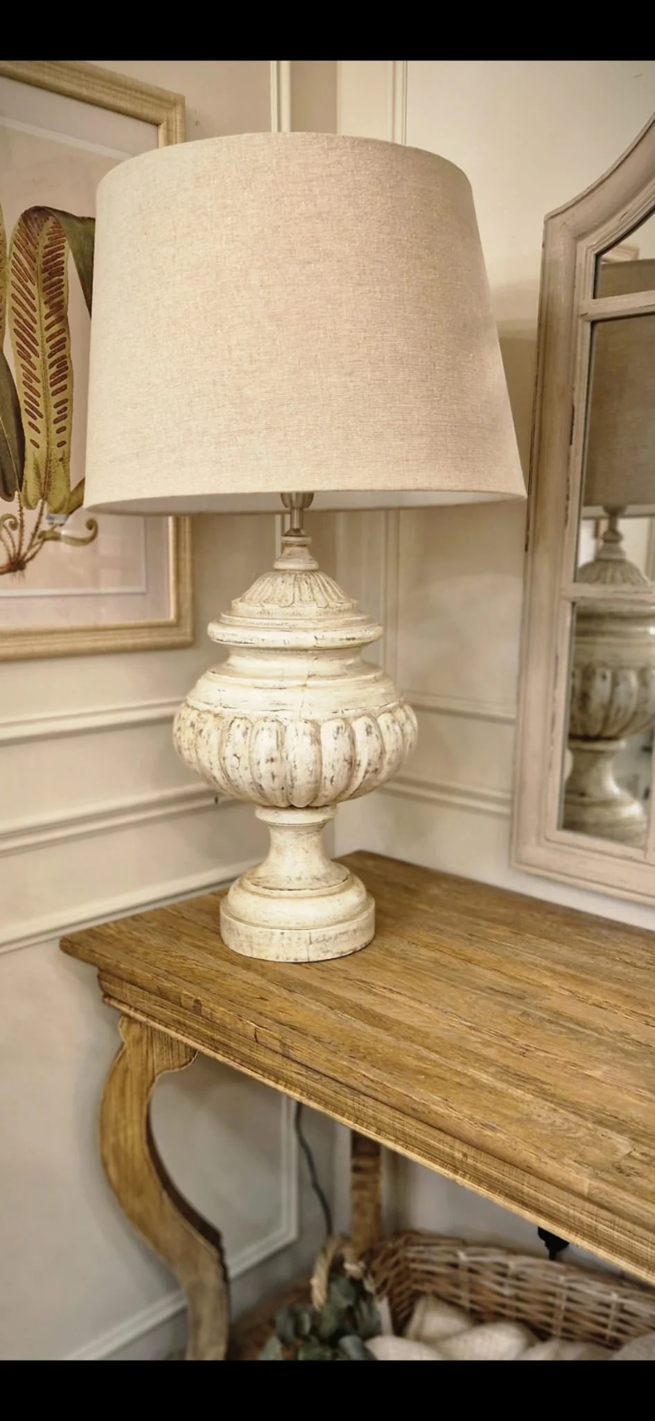 Aurelius White Wash Table Lamp with Linen Shade - Image 2
