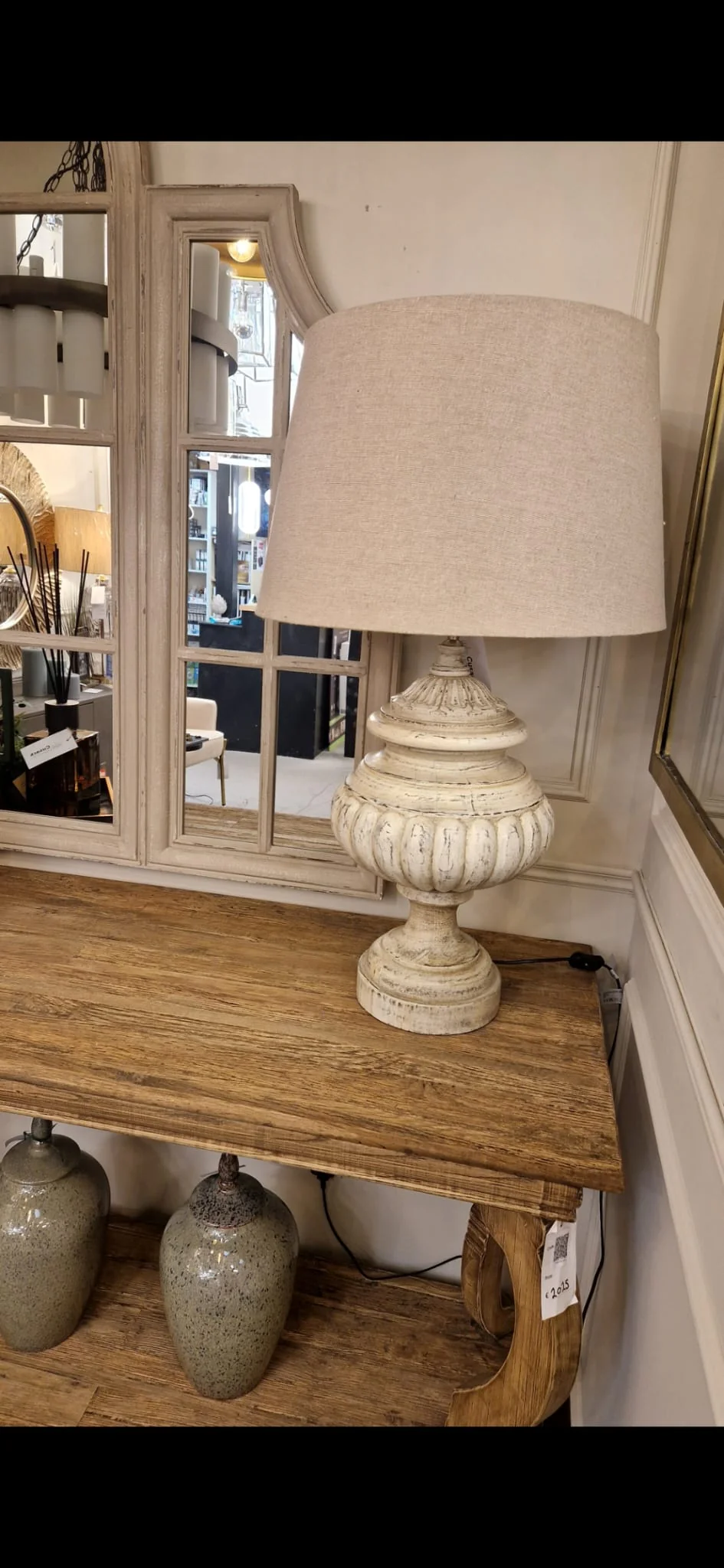 Aurelius White Wash Table Lamp with Linen Shade - Image 3