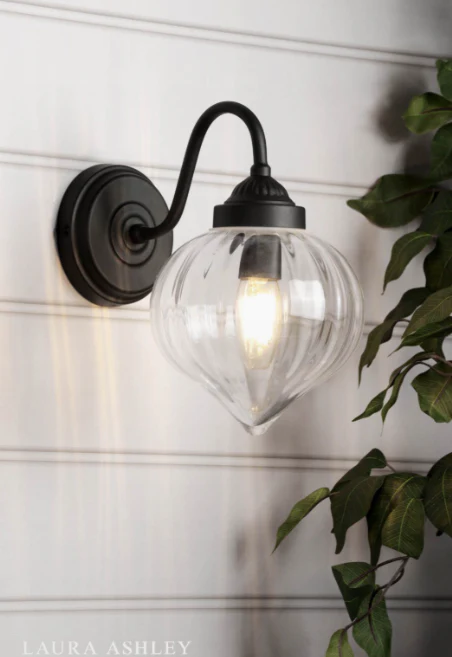 Whitham Outdoor Wall Light Matt Black and Ribbed Glass IP44 - Image 4