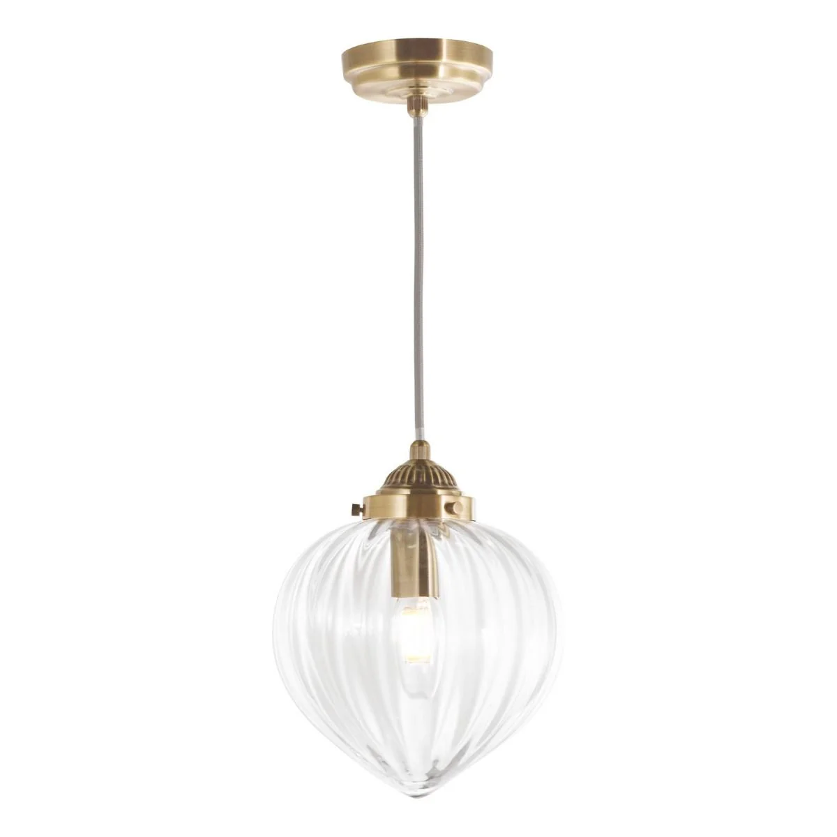 Whitham Pendant Polished Nickel/Antique Brass and Ribbed Glass