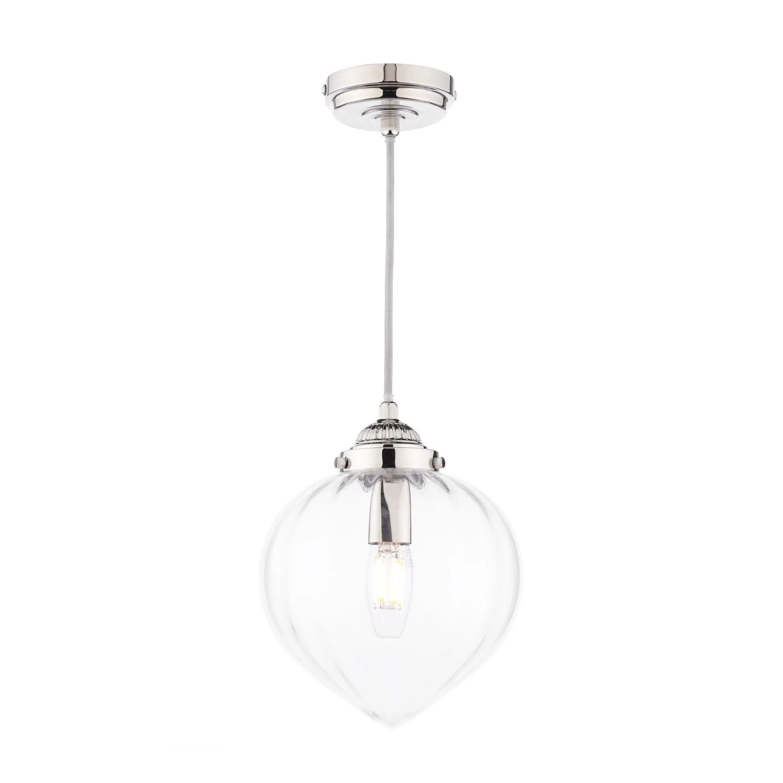 Whitham Pendant Polished Nickel/Antique Brass and Ribbed Glass - Image 2
