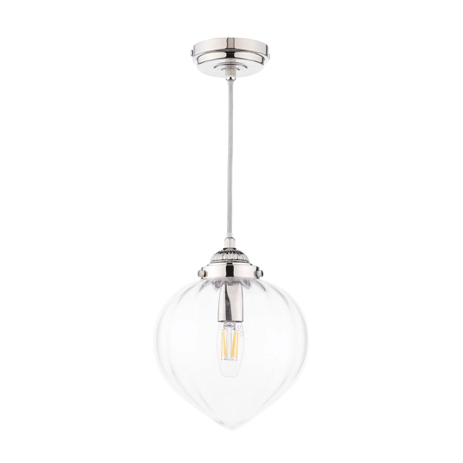 Whitham Pendant Polished Nickel/Antique Brass and Ribbed Glass - Image 3
