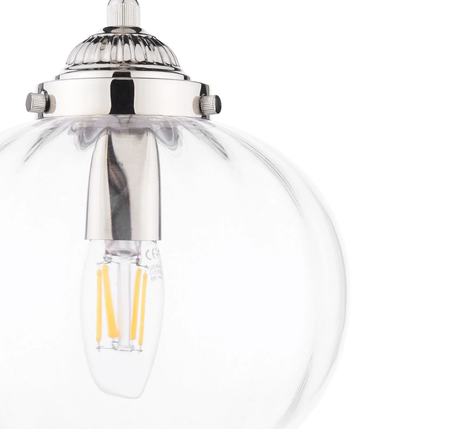 Whitham Pendant Polished Nickel/Antique Brass and Ribbed Glass - Image 4