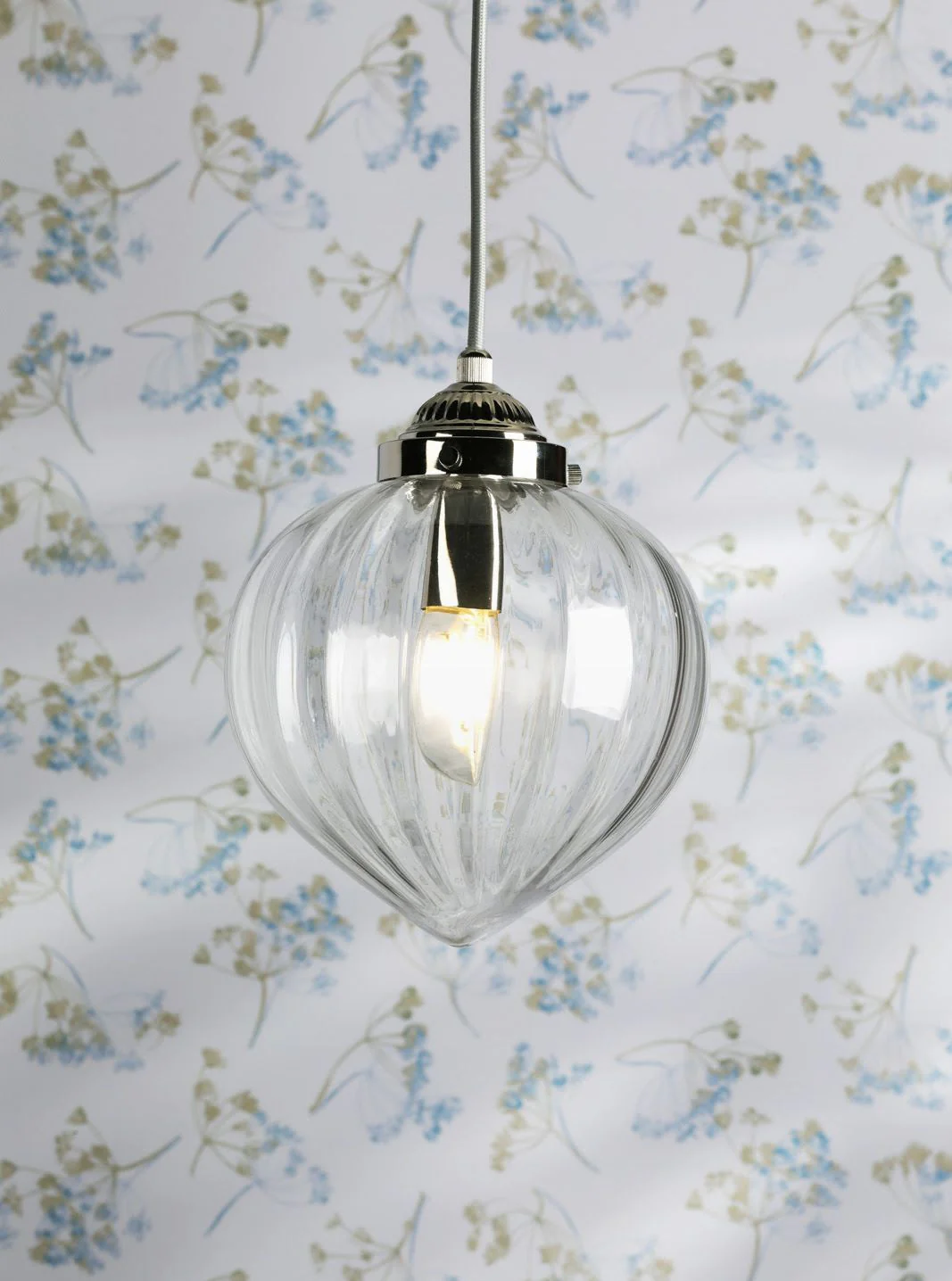 Whitham Pendant Polished Nickel/Antique Brass and Ribbed Glass - Image 7