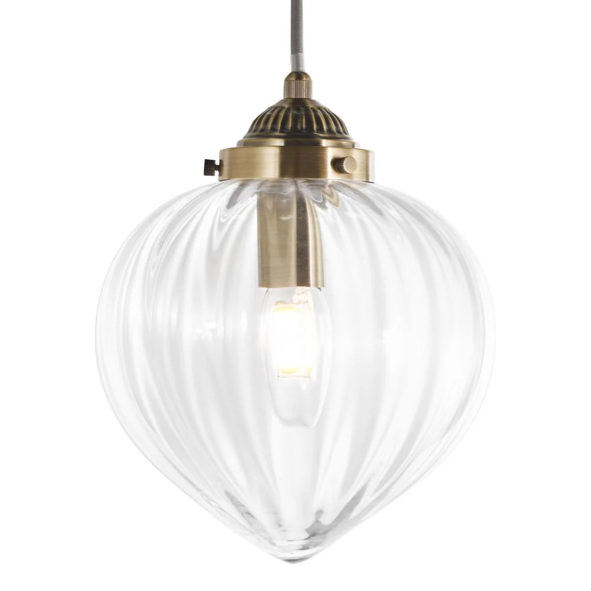 Whitham Pendant Polished Nickel/Antique Brass and Ribbed Glass - Image 8
