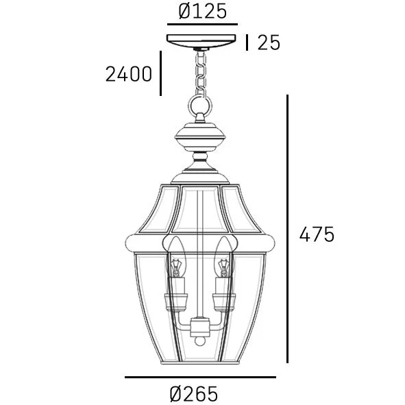Whitley 2Lt IP23 Lantern - Brass - Image 2