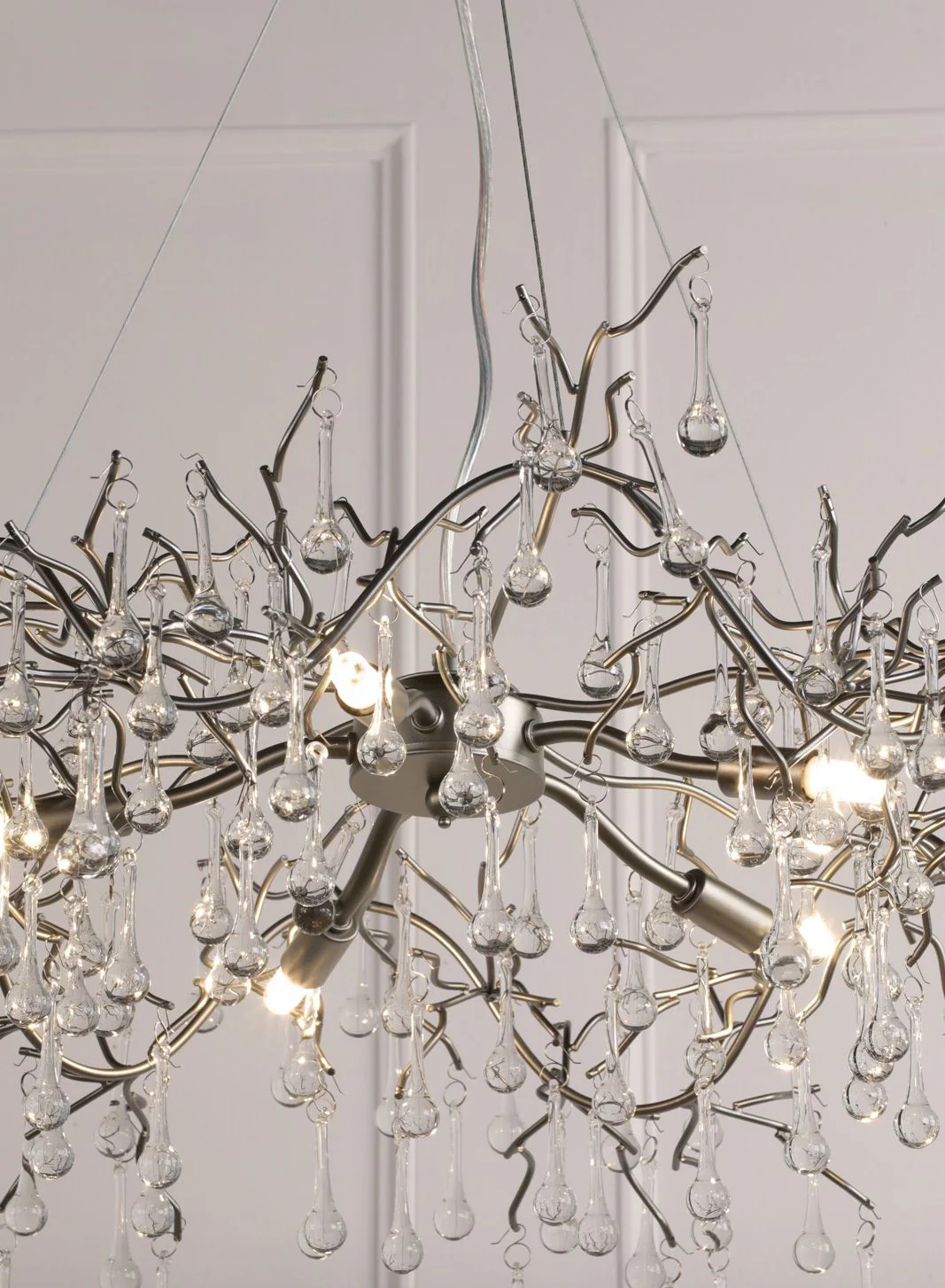 Willow 3/5 Light Pendant Satin Pewter and Crystal - Image 11