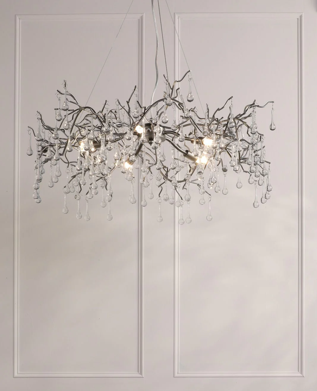 Willow 3/5 Light Pendant Satin Pewter and Crystal - Image 12
