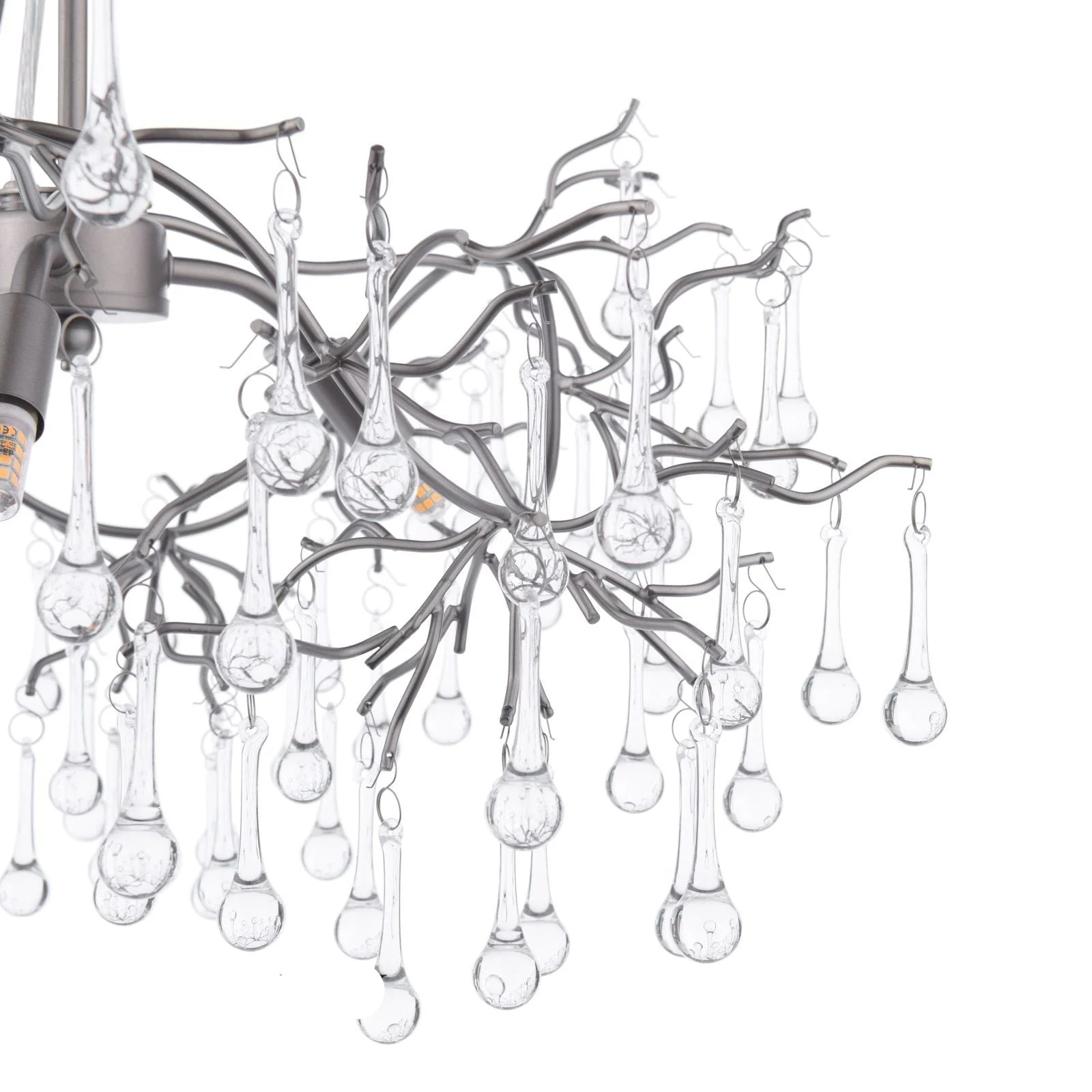 Willow 3/5 Light Pendant Satin Pewter and Crystal - Image 8