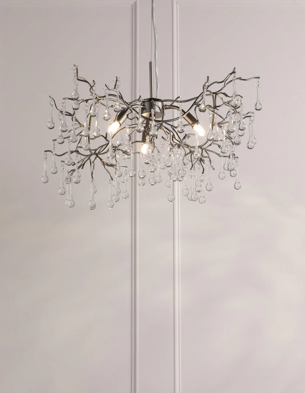 Willow 3/5 Light Pendant Satin Pewter and Crystal - Image 9