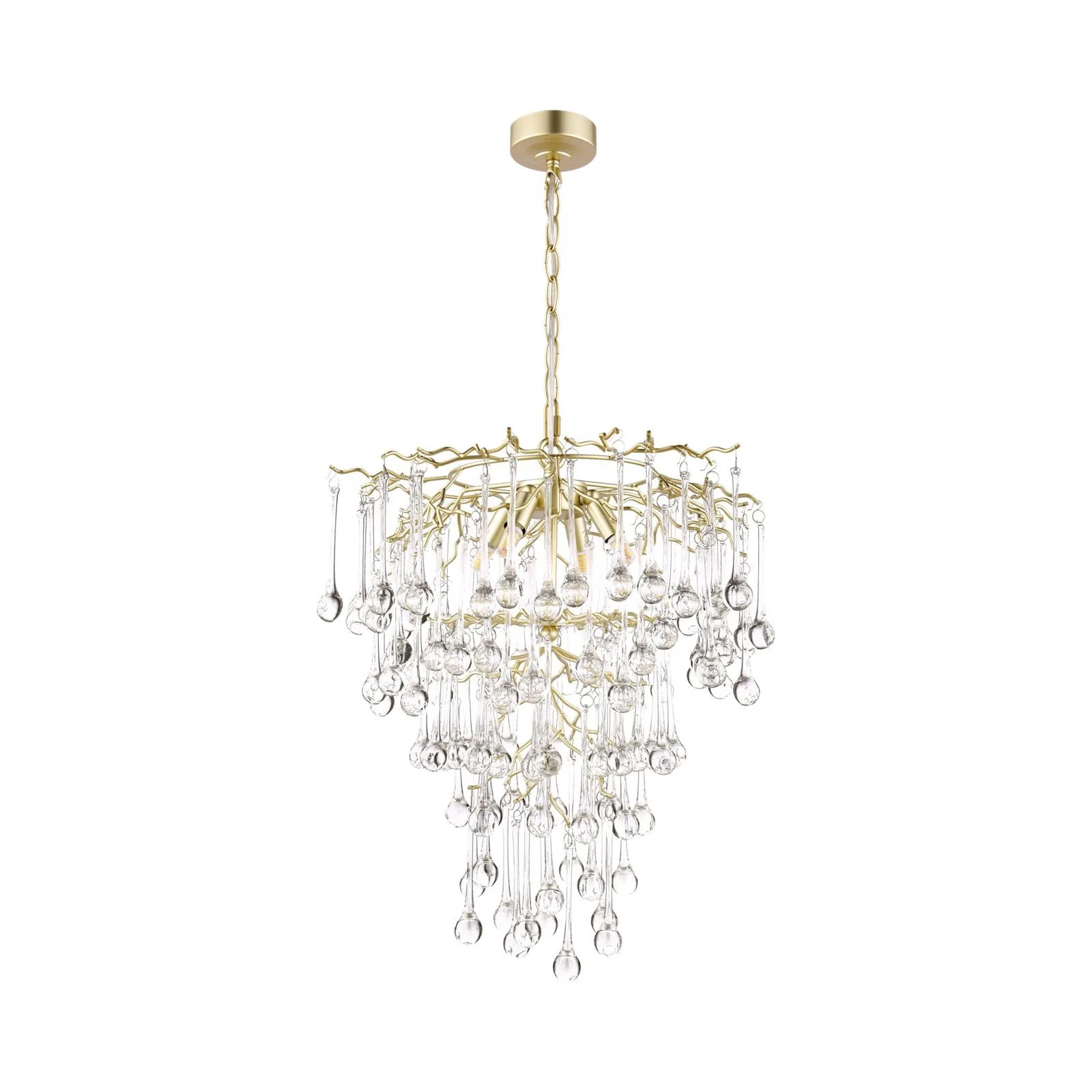 Willow 4 Light Pendant Satin Champagne and Crystal - Image 2