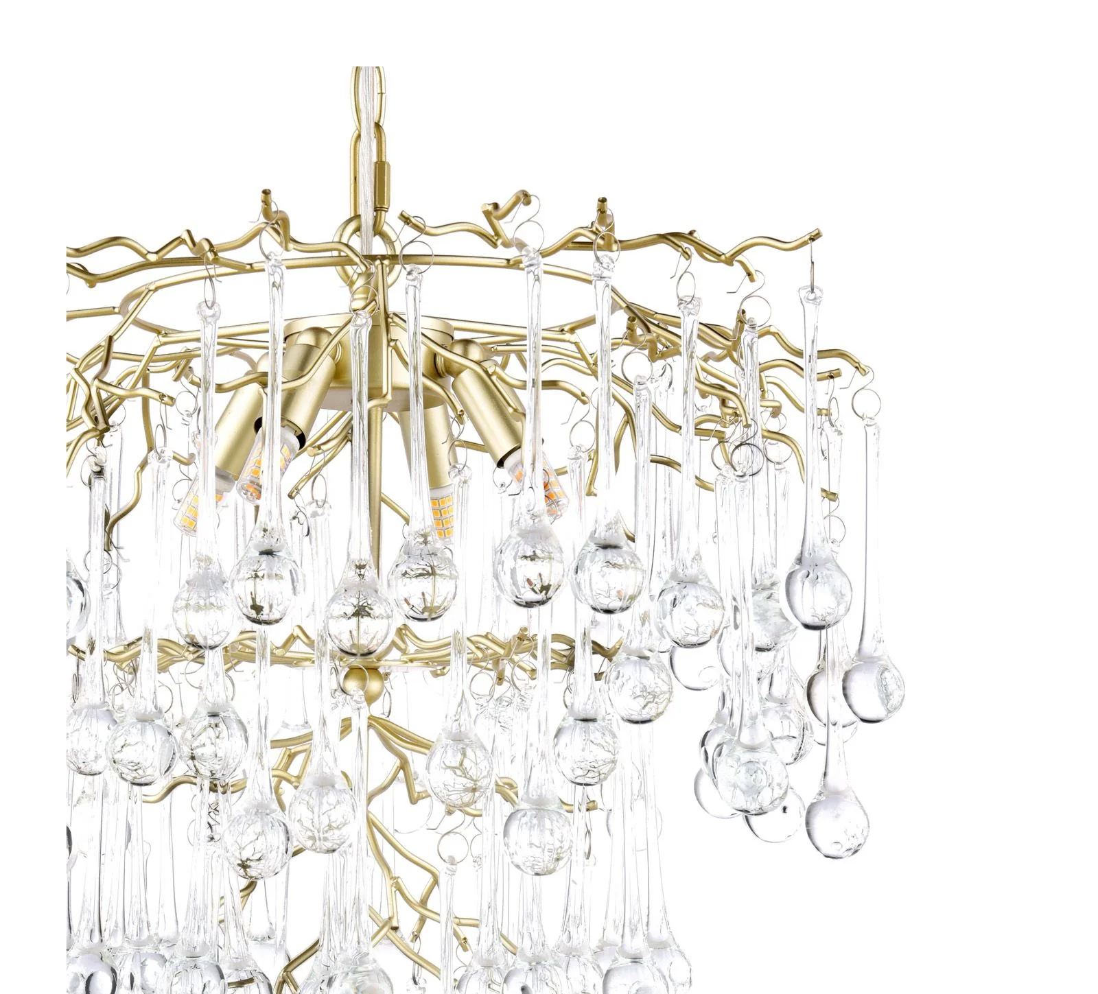 Willow 4 Light Pendant Satin Champagne and Crystal - Image 3