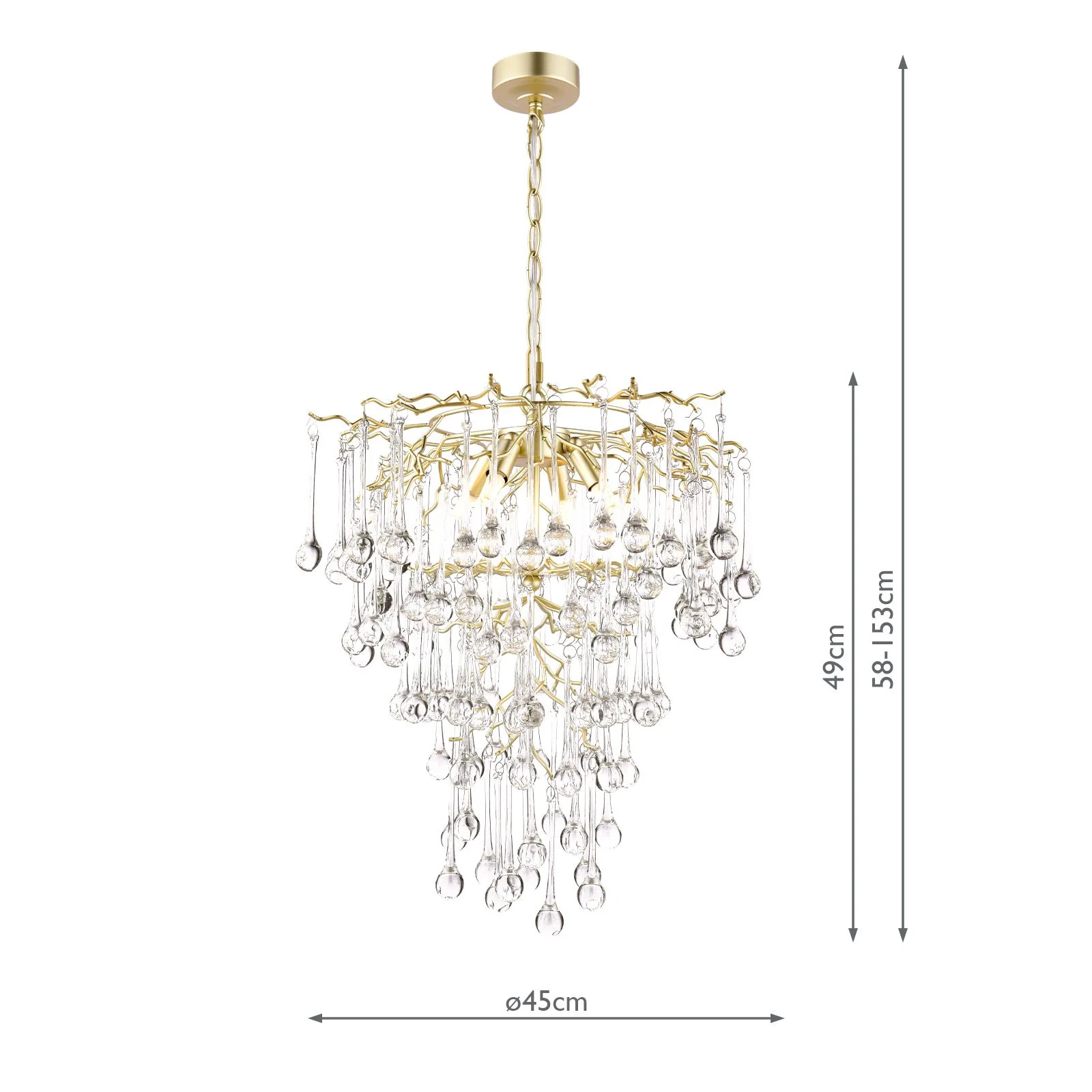 Willow 4 Light Pendant Satin Champagne and Crystal - Image 5