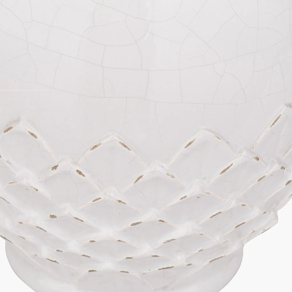 Willow White Leaf Detail Stoneware Vase - Image 4