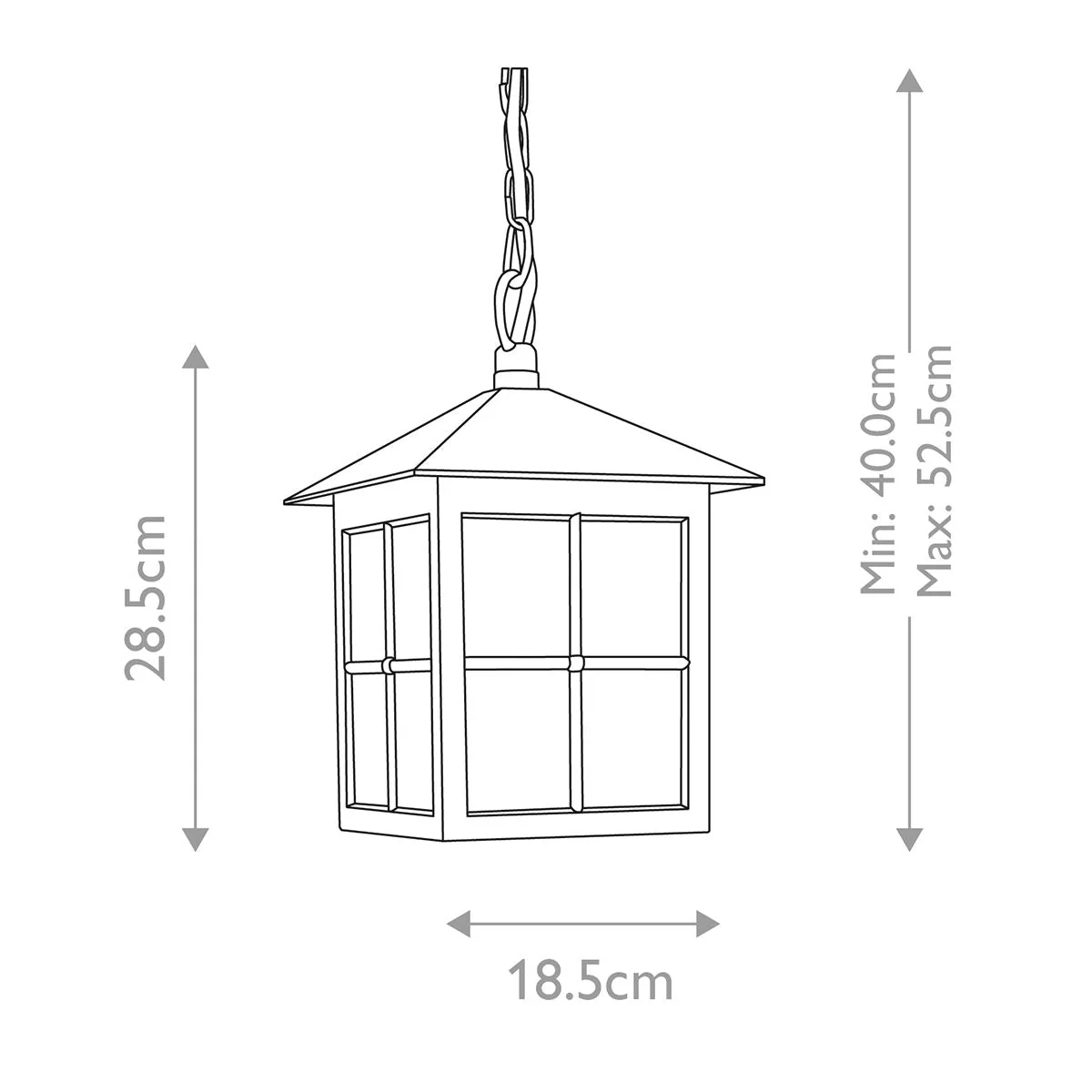 Winchester 1 Light Chain Lantern - Black IP23 E27 - Image 4