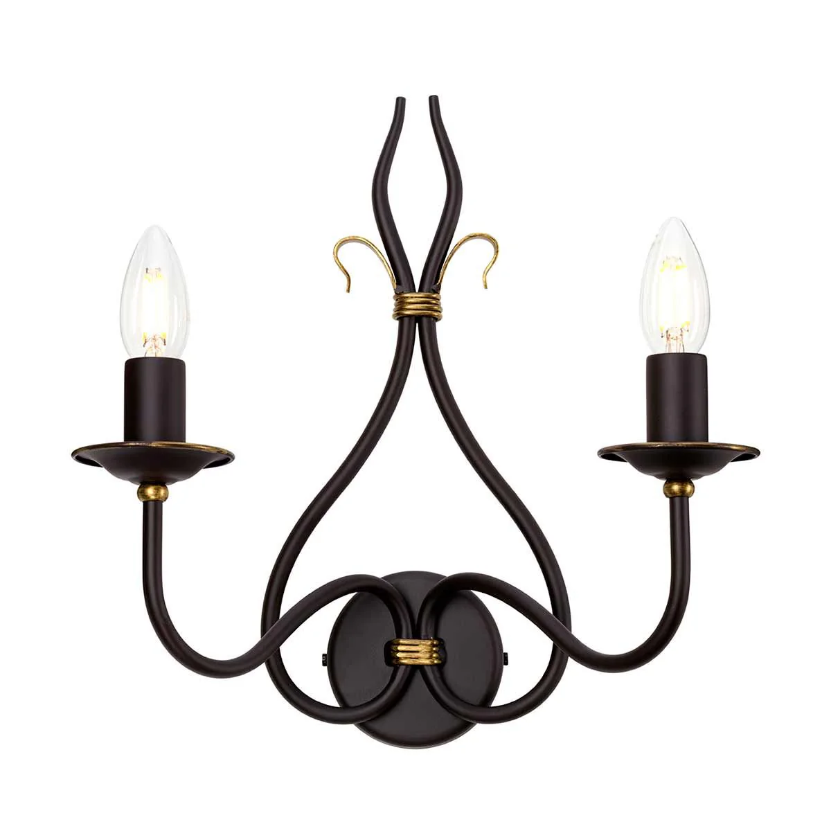 Windermere 1 Light Wall Light - Rust & Gold IP20 E14 - Image 2
