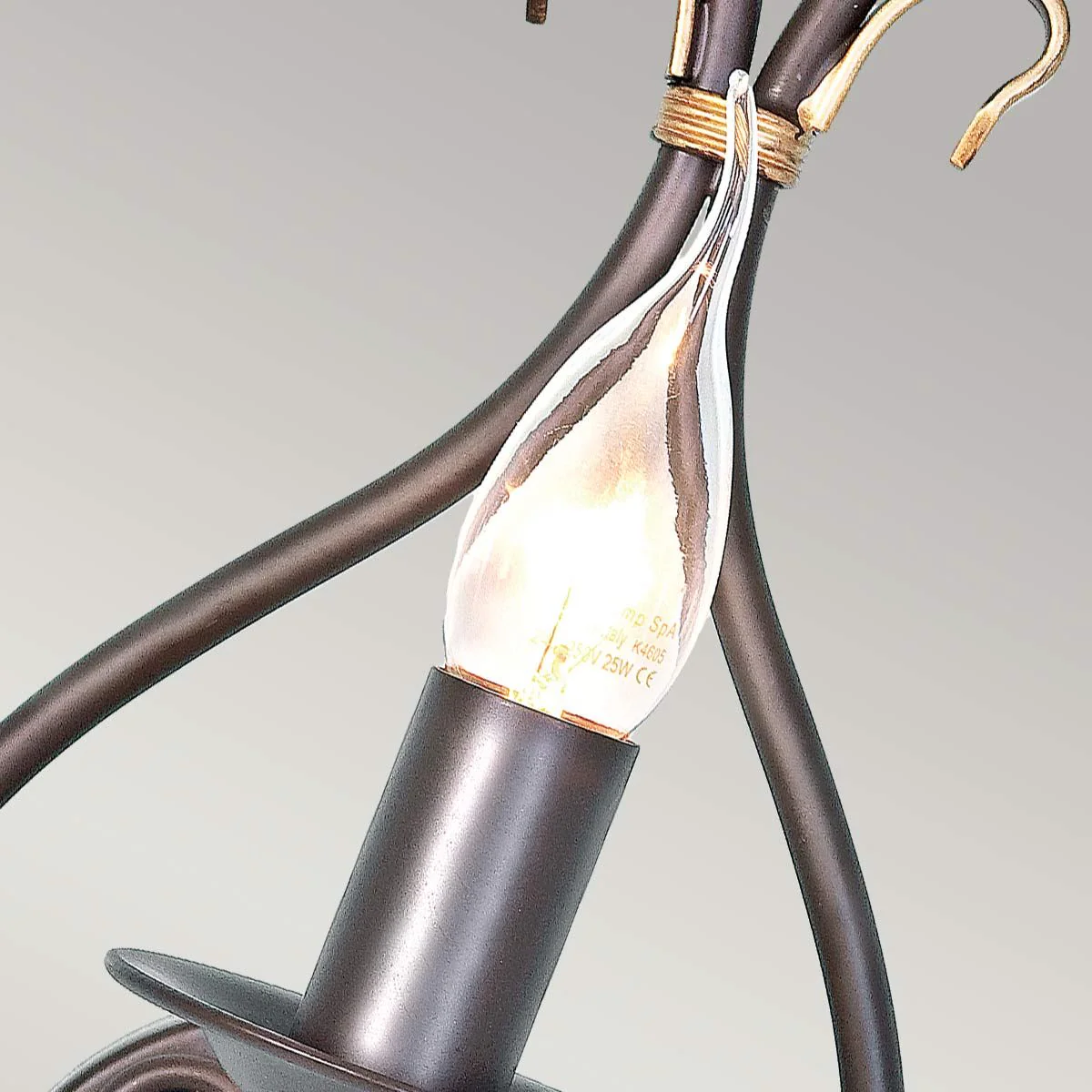 Windermere 1 Light Wall Light - Rust & Gold IP20 E14 - Image 5