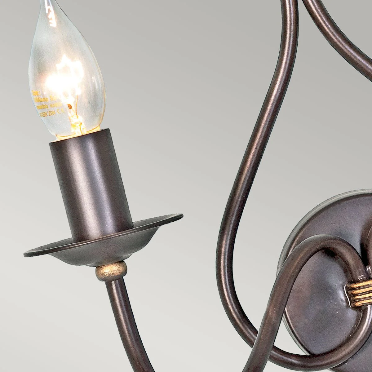 Windermere 1 Light Wall Light - Rust & Gold IP20 E14 - Image 7